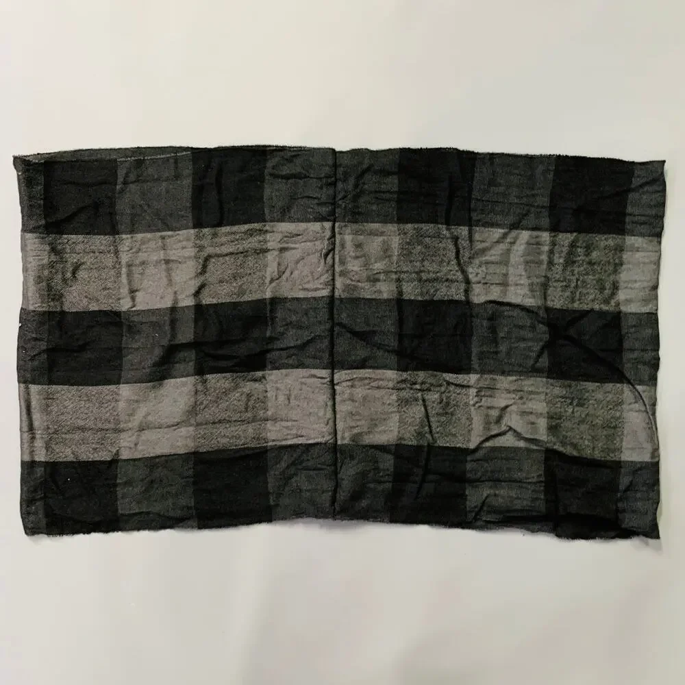 BURBERRY Grey Black Checkered Merino Wool Cashmere Snood Scarf